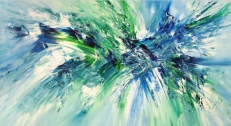 "Underwater Daylight L 2" - Dynamisches abstraktes Acrylgemälde von Peter Nottrott