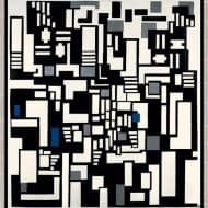 "Komposition IX, Opus 18 (Abstraktion der Kartenspieler)", Abstraktes Gemälde von Theo van Doesburg