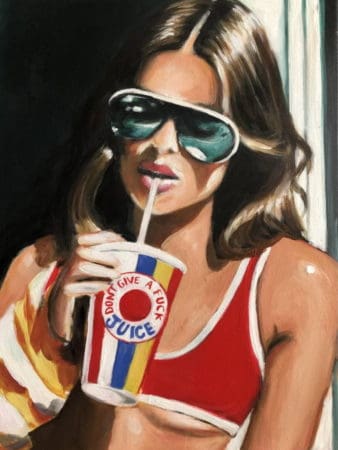 Fotorealistisches Portraitgemälde "The Juice" von Maria Folger, Acryl auf Leinwand