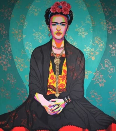 Folk Art Acrylbild „Frida Kahlo“ (2017) der peruanischen Malerin Gisella Stapleton, limitierter Kunstdruck