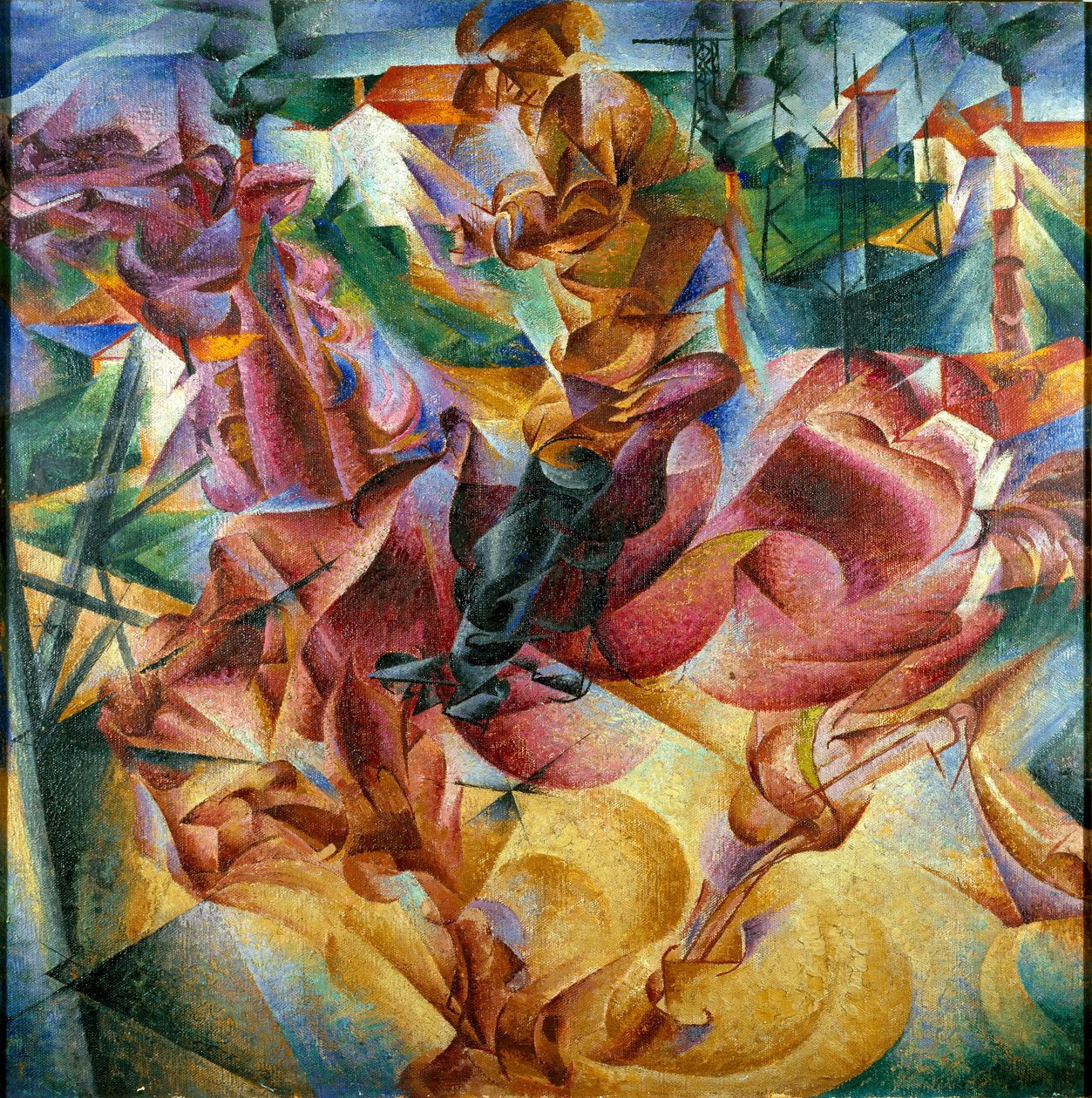 Futurismus: "Elasticita" (Elasticite) Gemälde von Umberto Boccioni (1882-1916)