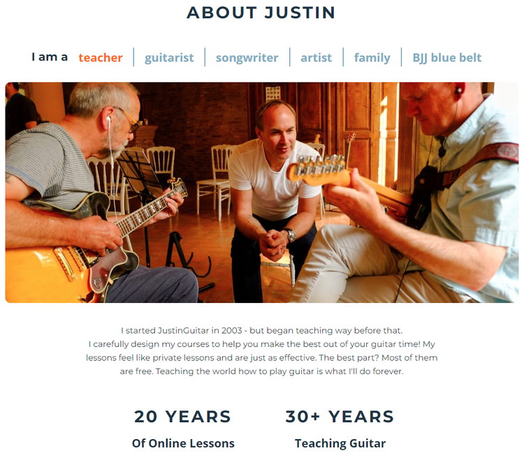 Justin ist unbestritten eine Größe des internationalen Gitarrenspiels und Musikunterrichts