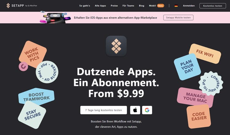 Über 250 Apps für Mac und iOS - ein Abonnement - ab $9.99 / Monat