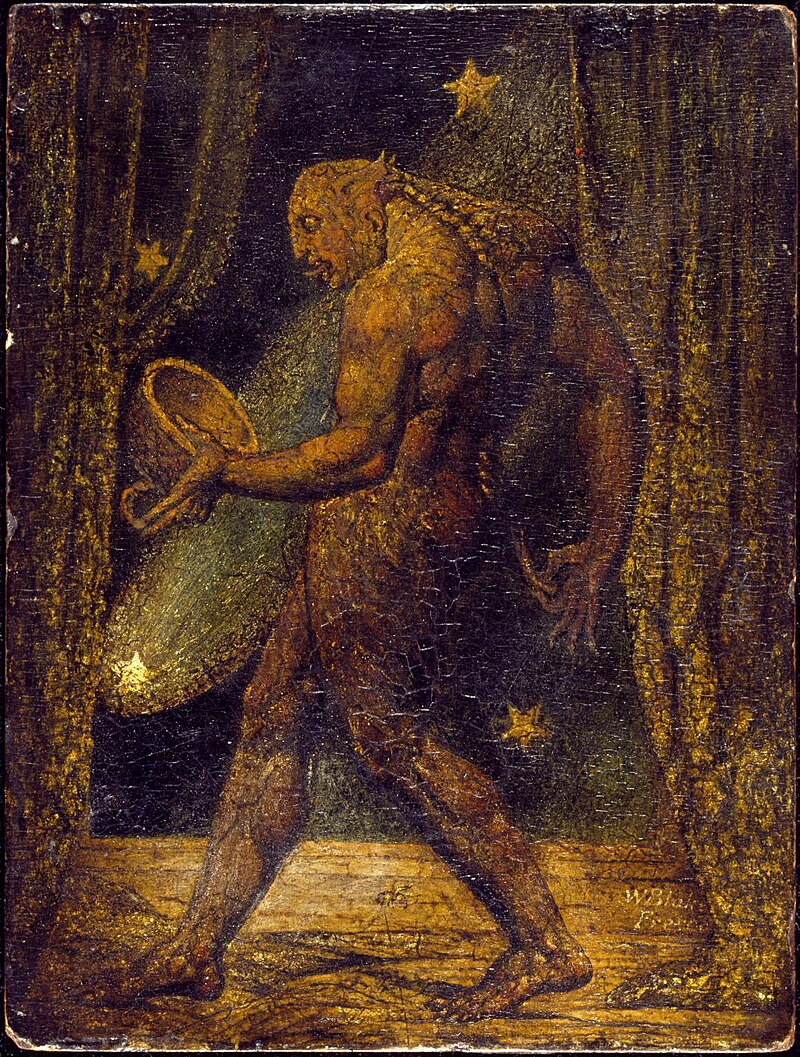 Der Geist eines Flohs, ca. 1819–20. Tate Britain. Tempera-Mischplatte mit Gold auf Mahagoni, 21,4 cm × 16,2 cm