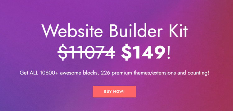 Kostenlose Basisversion mit 2 Themes und 200+ Blöcken sowie KI-Tools. Über 200 Premium Themes, 10.000+ Blöcke, eCommerce-Features, u.v.m. im Website Builder Kit für 149 USD einmalig