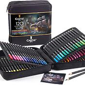 120 Buntstifte Set | Hochwertige Farbminen mit weichem Kern für erfahrene Künstler (Marke: Castle Art Supplies)