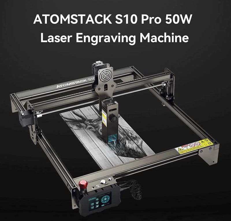 ATOMSTACK S10 Pro 10 W Lasergravierer, 50 W Maschinenleistung, fester Fokus, 0,08 x 0,06 mm komprimierter Punkt, 410 x 400 mm