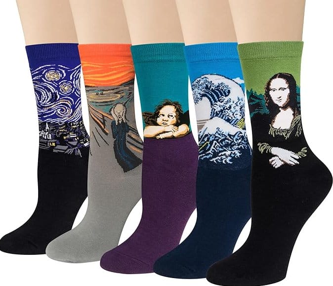 Kreative Geschenke: Lustige Kunst Socken Damen Baumwolle Bunte Gemusterte Socken Geschenk für Frauen Einheitsgröße