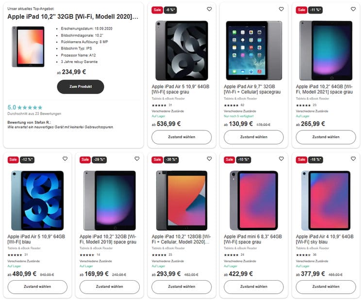 Apple iPads gebraucht, aufbereitet und geprüft - mit 3 Jahre rebuy-Garantie