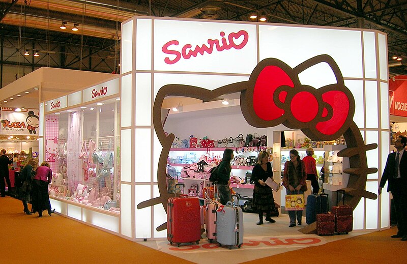 Ecke des Standes von Noguera und Vintró, Konzessionär der Marke Hello Kitty (von der japanischen Firma Sanrio) für Spanien, auf dem Messegelände Juan Carlos I in Madrid Gràcia