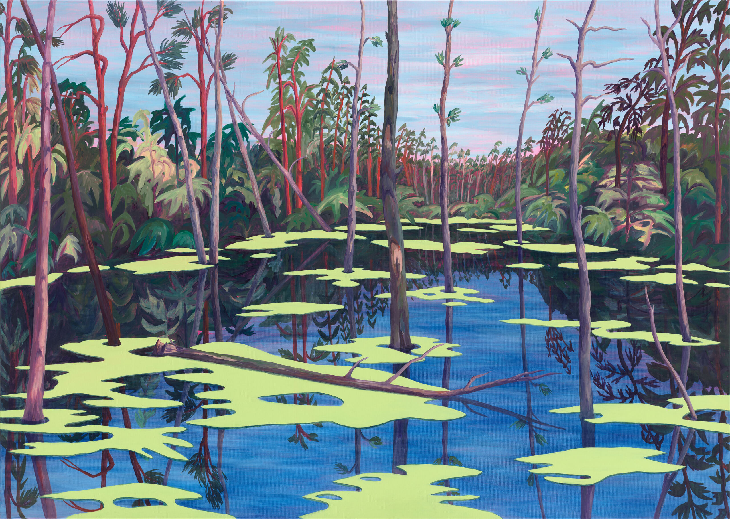 artnow Gallery - Sylvia Seelmann: Swamp at Autum II (2023), Acryl und Vinyl auf Leinwand, 100 x 140 cm