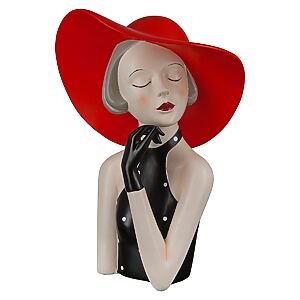 Elegante Figur "Lady mit rotem Hut" aus Polyresin