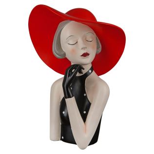 Elegante Figur "Lady mit rotem Hut" aus Polyresin