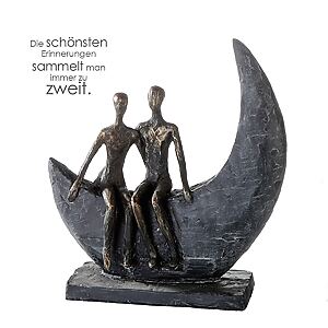 Paar-Skulptur "Moon" aus Polyresin mit bronzefinish – Bild 2