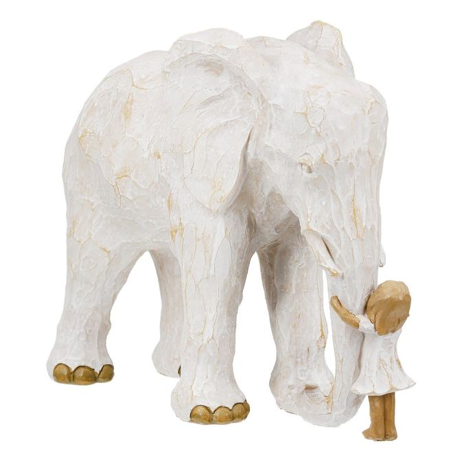 Tierskulptur "Elefant mit Tierfreundin", naturfarben – Bild 4