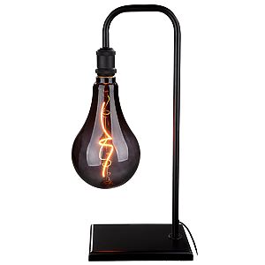 Schwarze Tischlampe "Bulb" im modernen Industriedesign (inkl. Leuchtmittel)