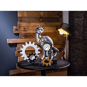 Katzen-Skulptur "Steampunk Cat" aus Polyresin und Metall – Bild 2