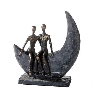 Paar-Skulptur "Moon" aus Polyresin mit bronzefinish