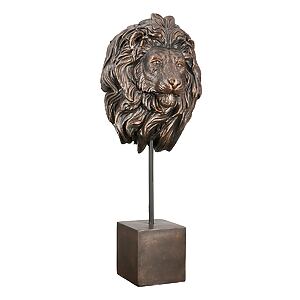 Tierskulptur "Löwe Antique" aus Polyresin mit Bronzefinish – Bild 2