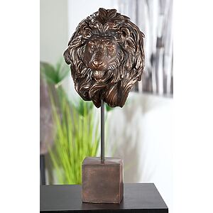 Tierskulptur "Löwe Antique" aus Polyresin mit Bronzefinish – Bild 4