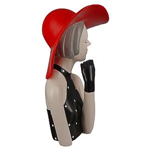 Elegante Figur "Lady mit rotem Hut" aus Polyresin – Bild 3