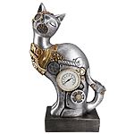 Katzen-Skulptur "Steampunk Cat" aus Polyresin und Metall