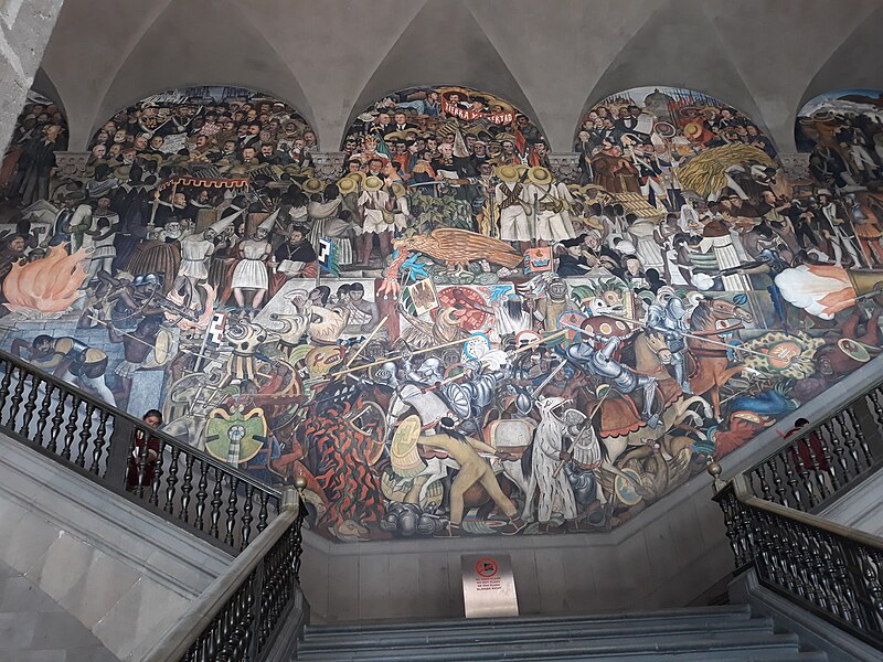 Wandgemälde, das 1929 von Diego Rivera in drei Teile gemalt wurde und sich im Nationalpalast befindet