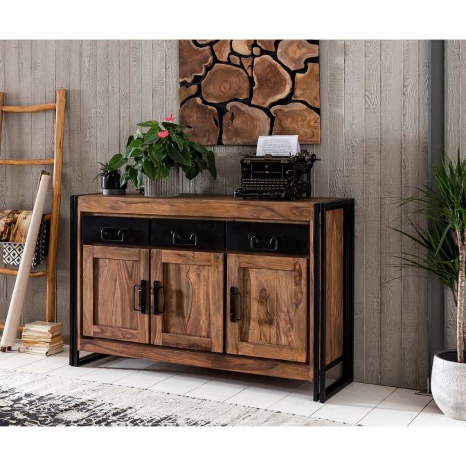 Handgearbeitetes Sideboard "Lumber Palace" aus massivem Akazien-Holz – Bild 3