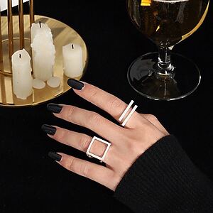 Quadratischer Ring aus Sterlingsilber und Gold-Vermeil mit auffälligem Look – Bild 7