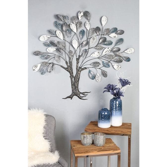 Metall-Wandrelief "Tree" - Baum mit mehrfarbigen Blättern als Wandschmuck – Bild 2