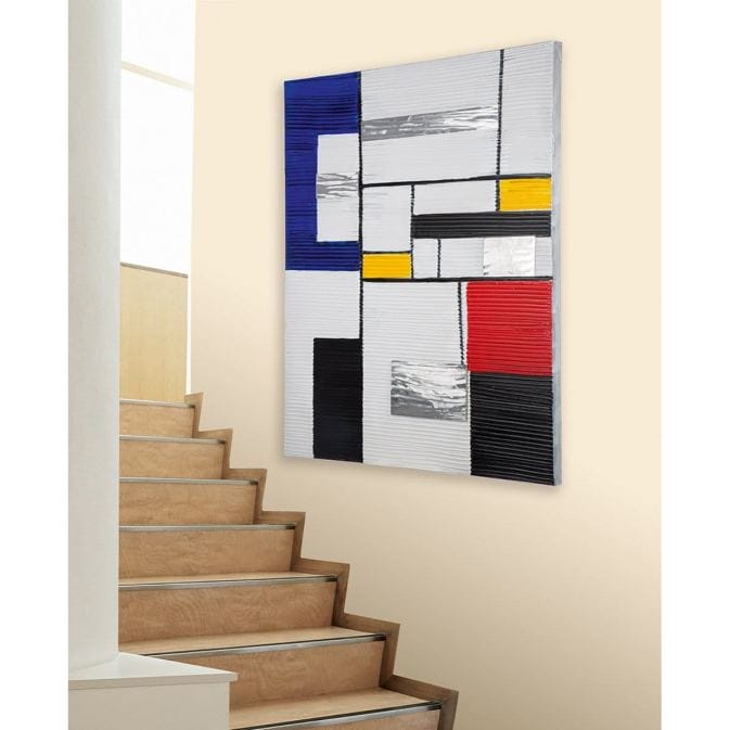 Abstraktes Wandbild "Avantgarde" im Stil von Piet Mondrian – Bild 3