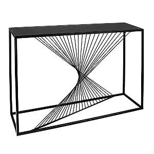 Elegantes Metall Sideboard "Ray" mit Glasplatte, schwarz – Bild 2