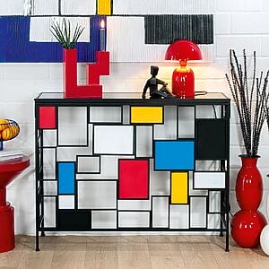 Sideboard "Mondrian", Glas-Metall-Mix, Hommage an Moderne Kunst – Bild 2