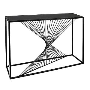 Elegantes Metall Sideboard "Ray" mit Glasplatte, schwarz