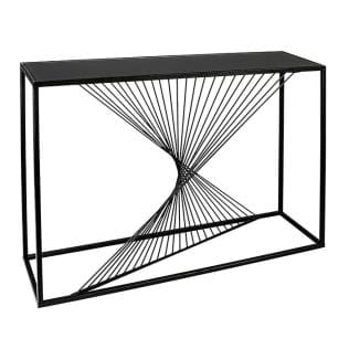 Elegantes Metall Sideboard "Ray" mit Glasplatte, schwarz