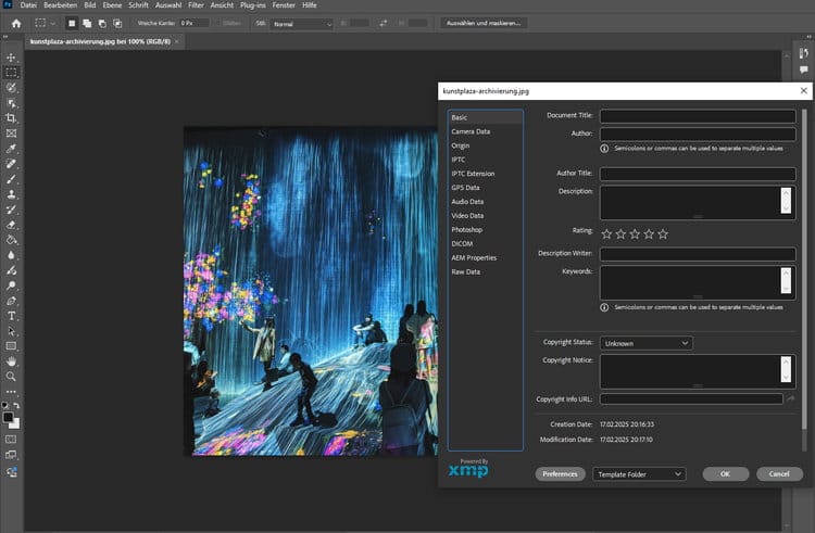 So fügen Sie Metadaten mit Photoshop hinzu
