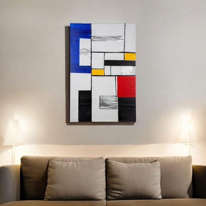 Abstraktes Wandbild "Avantgarde" im Stil von Piet Mondrian – Bild 2