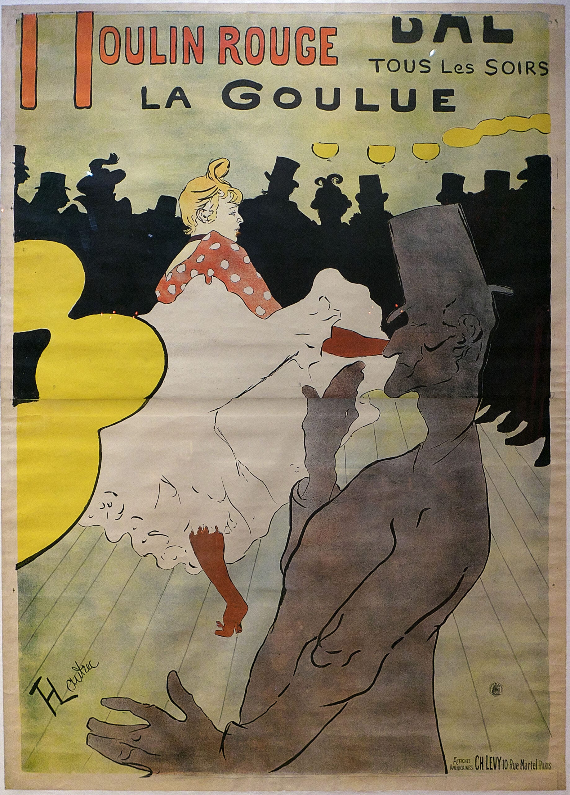 Lithografisches Plakat von Henri de Toulouse Lautrec (1891). Gluttony und Boneless Valentine tanzen den Cancan im Moulin Rouge.