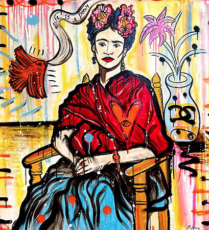 Acrylgemälde "Life is a Dream (Frida)" (2022) von Mercedes Lagunas