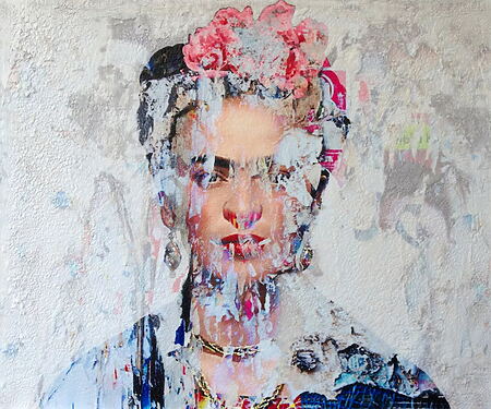 Mixed Media Gemälde "Frida Kahlo" (2022) von Karin Vermeer