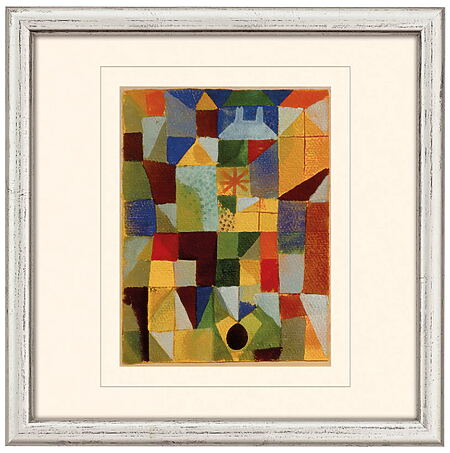 "Städtische Komposition m. d. gelben Fenstern" (1919) von Paul Klee, Reproduktion auf Bütten