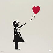 Street Art Meisterwerk "Girl with Balloon" (2004), von Banksy signiert, limitierter Siebdruck