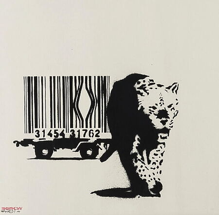 Street Art "Barcode" (2004), von Banksy signiert, limitierter Siebdruck