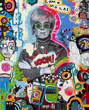 Pop Art / Urban Art Mashup "Warhol (Boom)" 2023 von Xavier García