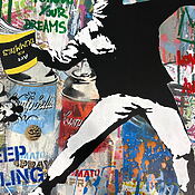 "Banksy Thrower" 2023 - Ikonisches Street Art Werk von Mr. Brainwash