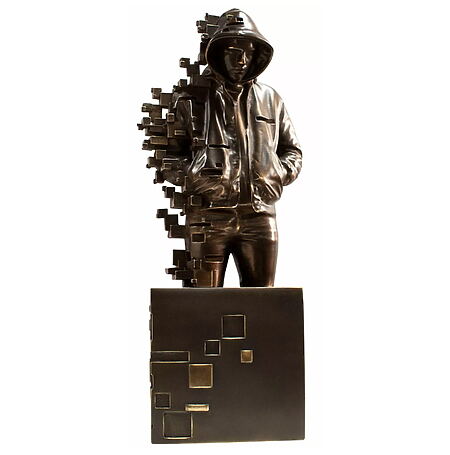 Moderne Bronzeskulptur „Young Pixelated“ von Miguel Guía