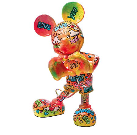 Pop Art Skulptur "Mickey in Love" von Sabrina Seck, limitierte Edition als Kunstguss