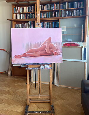 Erotische Ölmalerei "Pink morning" (2023) von Igor Shulman