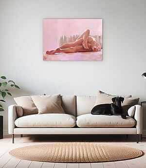 Erotische Ölmalerei "Pink morning" (2023) von Igor Shulman