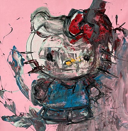 Acrylmalerei "Abstract Expressionism - Hello Kitty" (2024) von Carlos Pun